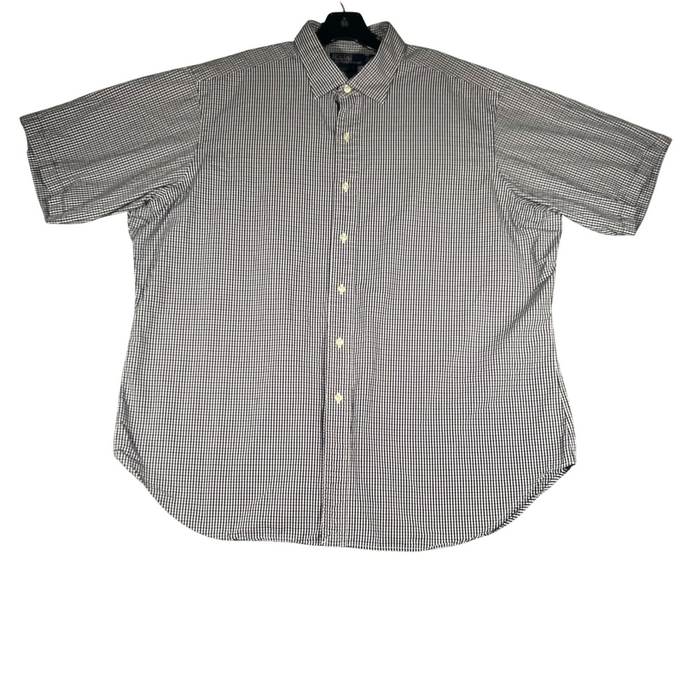 Polo Ralph‎ Lauren Philip Sport Mens XXL Gingham Check Short Sleeve Shirt Navy